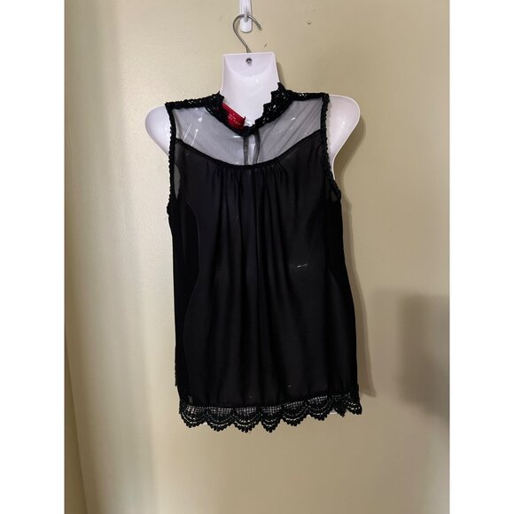 Black Sheer Sleeveless Top With Lace Detailing M Dark Romance Wimsigoth - Picture 6 of 10
